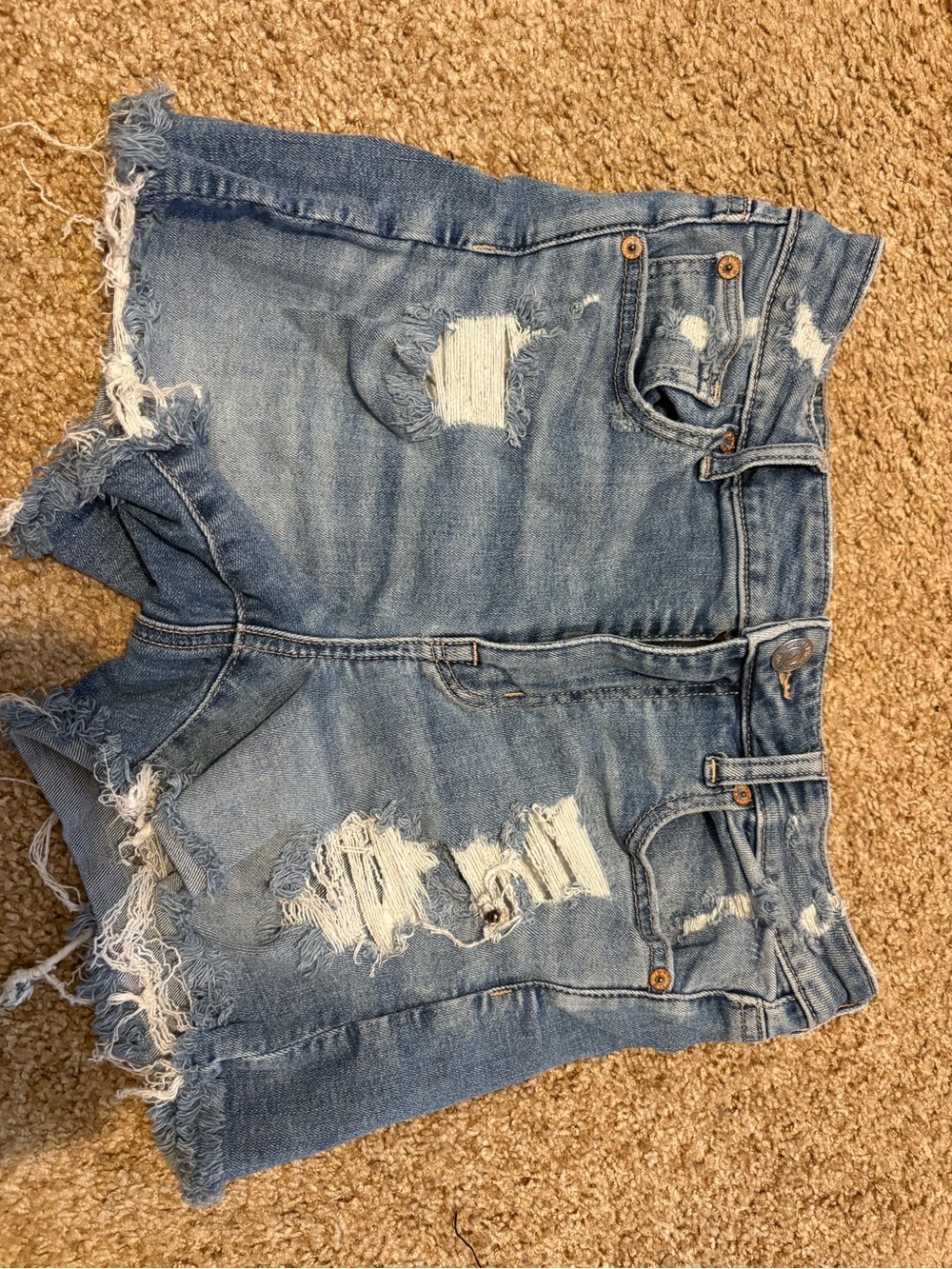 American Eagle Outfitters Light Blue Distressed Denim Shorts